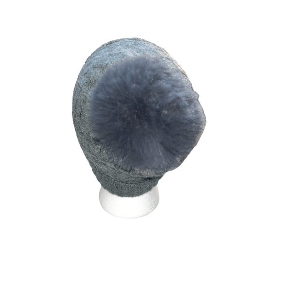 BYOS, Womens, Cable Knit, Grey Hat w/Faux Fur Pom Pom/ Mauve Trimmed Grey Glove - Picture 6 of 7